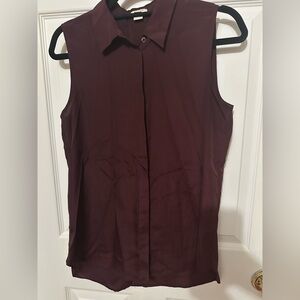 J. Crew Burgundy Sleeveless Button Down Shirt